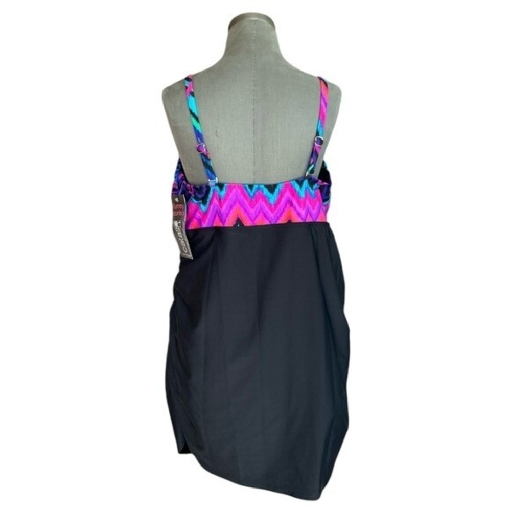 CATALINA Womens Swim Top 3X Bandeau Tank Black Multicolor Ruffle Gold Accent NWT - Picture 6 of 9